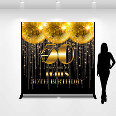 Lofaris Gold Disco Mirror Ball Custom Birthday Backdrop