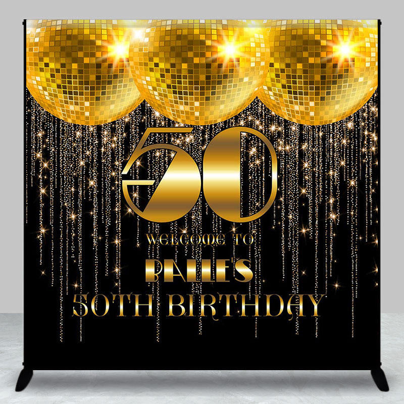 Lofaris Gold Disco Mirror Ball Custom Birthday Backdrop