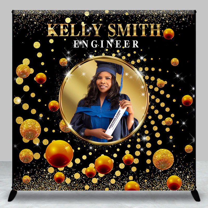 Lofaris Gold Dots Custom Photo Graduation Party Backdrop