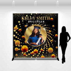 Lofaris Gold Dots Custom Photo Graduation Party Backdrop