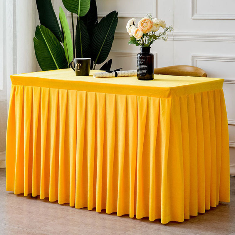 Lofaris Gold Fitted Velvet Rectangle Table Skirts Cover