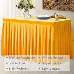 Lofaris Gold Fitted Velvet Rectangle Table Skirts Cover