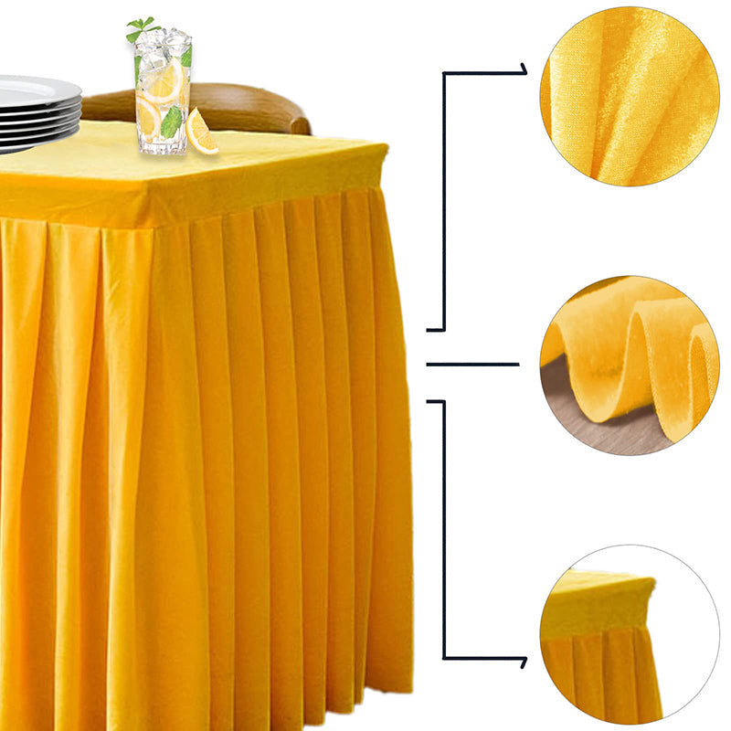 Lofaris Gold Fitted Velvet Rectangle Table Skirts Cover