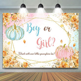 Lofaris Gold Flower Boy or Girl Pumpkins Gender Reveal Backdrop