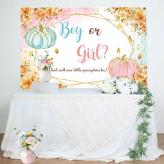 Lofaris Gold Flower Boy or Girl Pumpkins Gender Reveal Backdrop