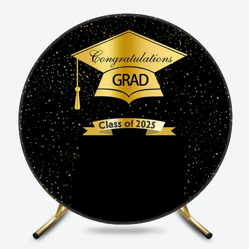 Lofaris Gold Glitter And Black Class Of 2025 Graduation Backdrop