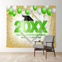 Lofaris Gold Glitter And Green Ballons 2022 Graduations Backdrop