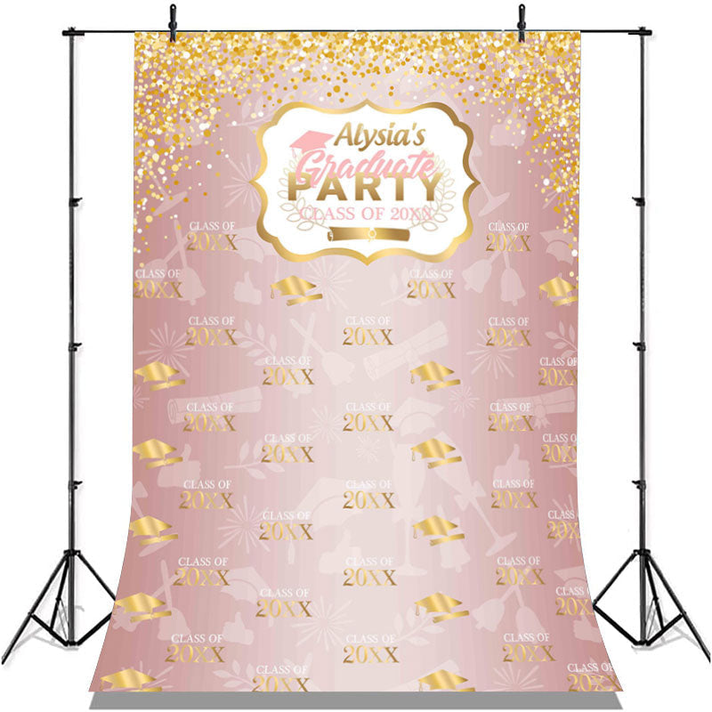 Lofaris Gold Glitter Graduation Party Backdorp For Grads