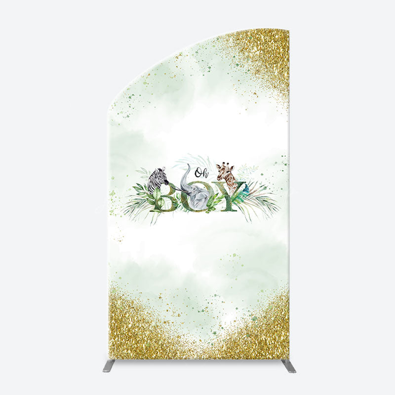Lofaris Gold Glitter Animals Boy Arch Baby Shower Backdrop