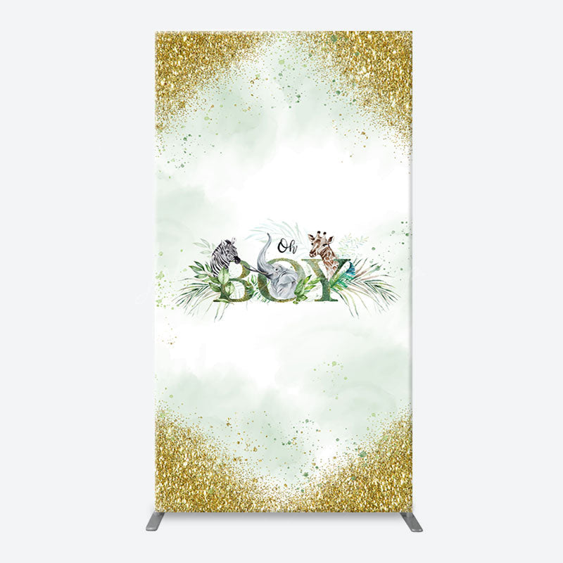 Lofaris Gold Glitter Animals Boy Arch Baby Shower Backdrop