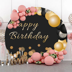 Lofaris Gold Glitter Balloon Birthday Party Round Backdrop