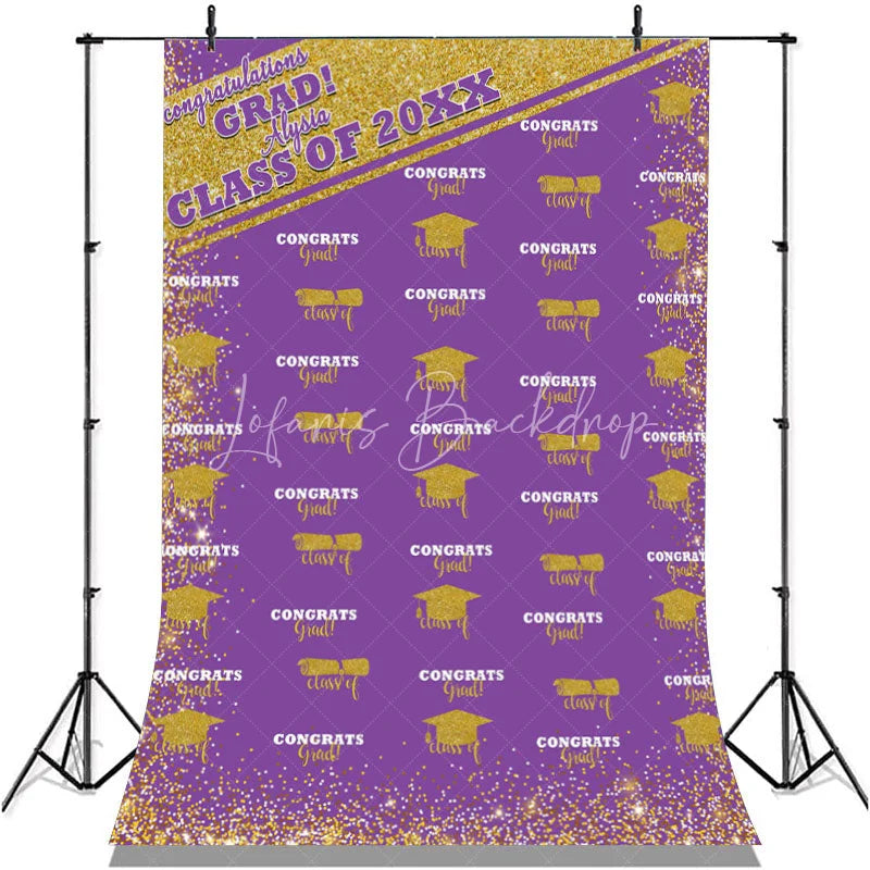 Lofaris Gold Glitter Blue Congratulation 2022 Grad Backdrop