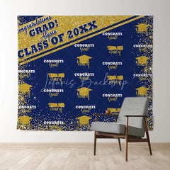 Lofaris Gold Glitter Blue Congratulation 2022 Grad Backdrop