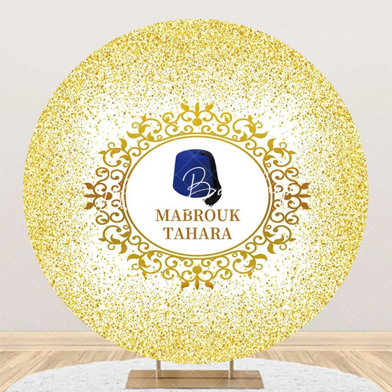 Lofaris Gold Glitter Blue Hat Mabrouk Tahara Round Backdrop