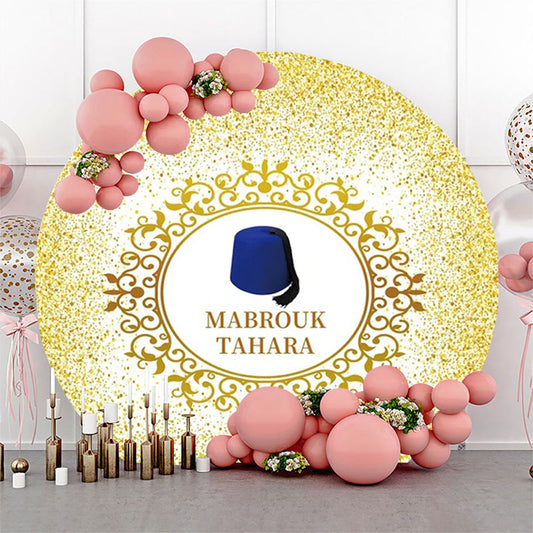 Lofaris Gold Glitter Blue Hat Mabrouk Tahara Round Backdrop