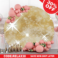 (Ship In 24HR) Gold Glitter Bokeh Round Birthday Backdrop For Girl