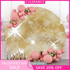 (Ship In 24HR) Gold Glitter Bokeh Round Birthday Backdrop For Girl