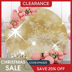 (Ship In 24HR) Gold Glitter Bokeh Round Birthday Backdrop For Girl