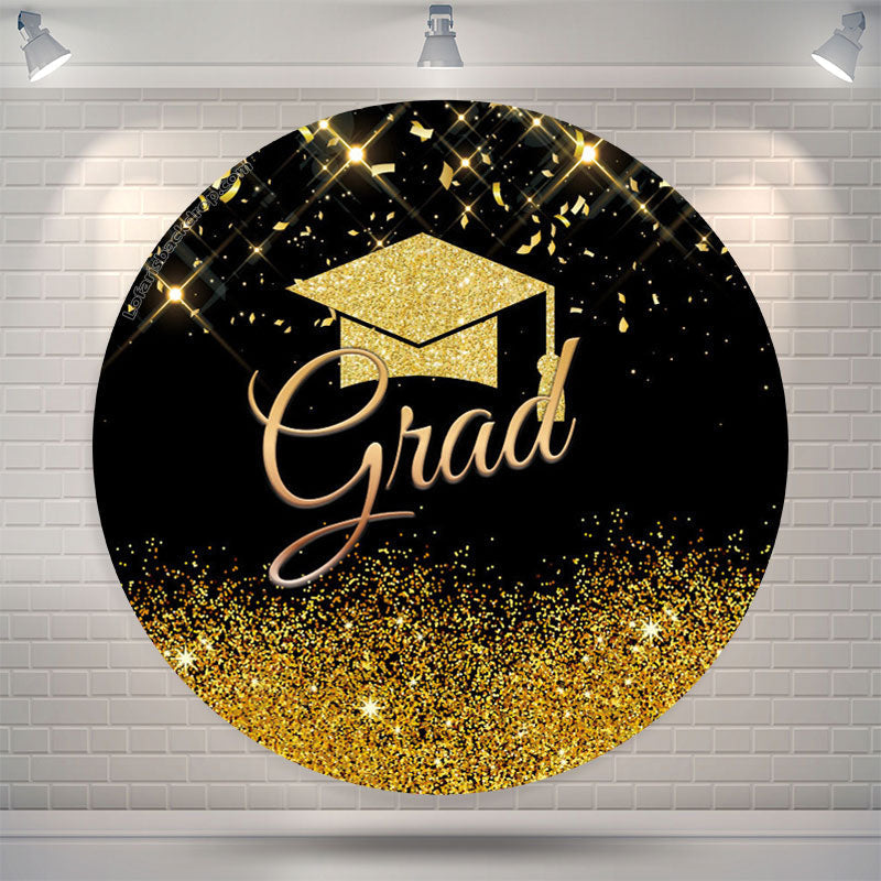 Lofaris Gold Glitter Cap Round Graduation Backdrop Cover