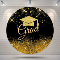 Lofaris Gold Glitter Cap Round Graduation Backdrop Cover