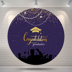 Lofaris Gold Glitter Purple Round Congrats Grad Backdrop