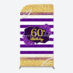 Lofaris Gold Glitter Purple Stripe Arch 60th Birthday Backdrop