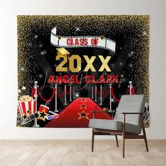 Lofaris Gold Glitter Red Carpet Black Class Of 2022 Backdrop