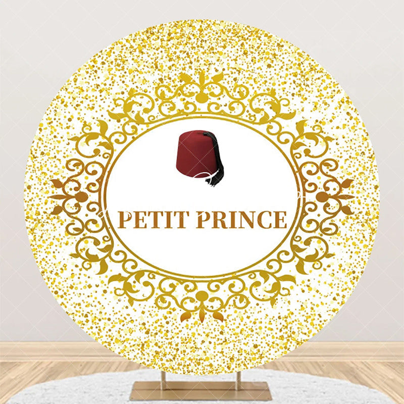 Lofaris Gold Glitter Red Hat Petit Prince Round Backdrop