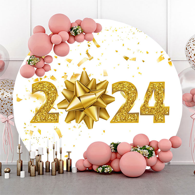 Lofaris Gold Balloons Glitter 2024 Happy New Year Backdrop | New Year Backdrop 2024 | New Year Party Backdrop | New Years Photography Backdrop