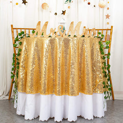 Lofaris Gold Glitter Sequin Party Banquet Round Table Cover