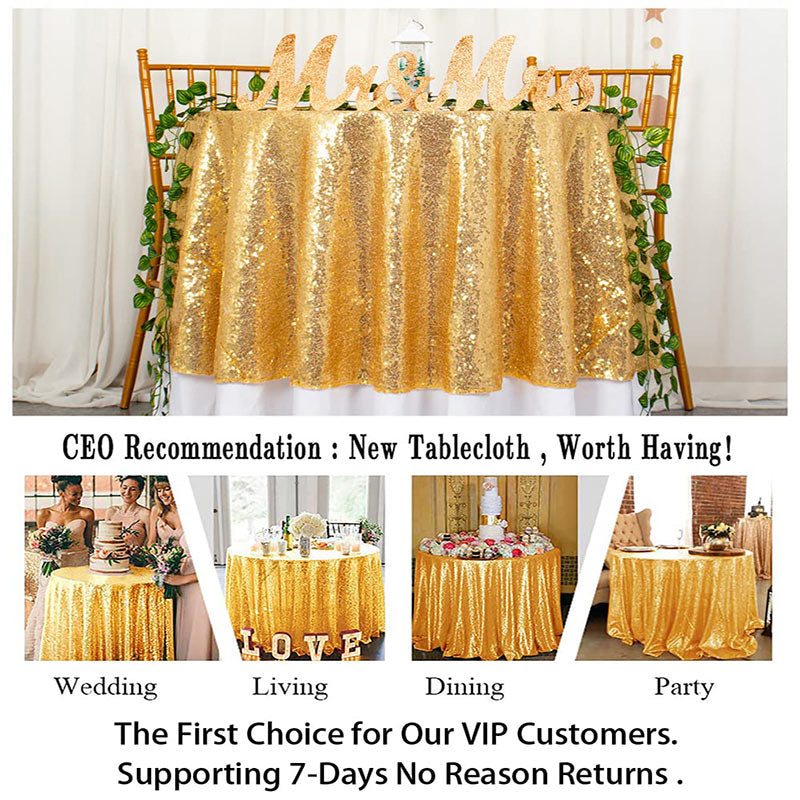 Lofaris Gold Glitter Sequin Party Banquet Round Table Cover