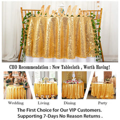 Lofaris Gold Glitter Sequin Party Banquet Round Table Cover