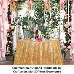 Lofaris Gold Glitter Sequin Party Banquet Round Table Cover