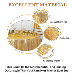 Lofaris Gold Glitter Sequin Party Banquet Round Table Cover