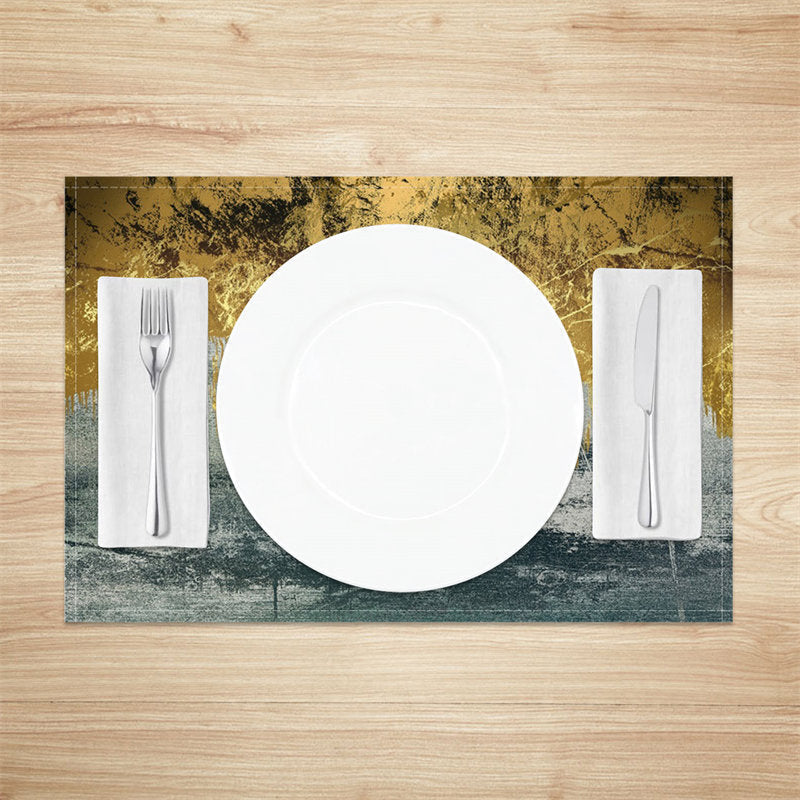 Lofaris Gold Grey Abstract Fabric Dining Set Of 4 Placemats
