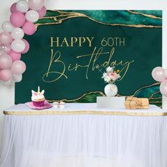 Lofaris Gold Letters Emerald Green 60th Birthday Backdrop