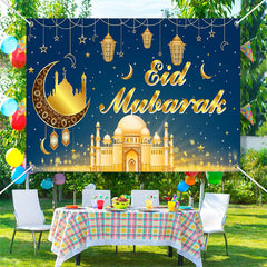 Lofaris Gold Luxury Pendant Moon Palace Eid Mubarak Backdrop