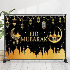 Lofaris Gold Moon Palace Lantern Galaxy Eid Mubarak Backdrop