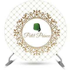 Lofaris Gold Plaid Green Hat Petit Prince Round Backdrop