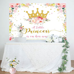 Lofaris Gold Princess Crown Floral Baby Shower Backdrop