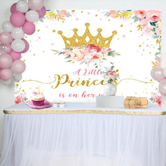 Lofaris Gold Princess Crown Floral Baby Shower Backdrop