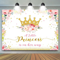 Lofaris Gold Princess Crown Floral Baby Shower Backdrop