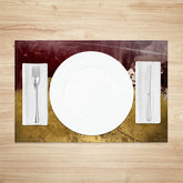 Lofaris Gold Red Abstract Fabric Dining Set Of 4 Placemats