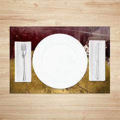 Lofaris Gold Red Abstract Fabric Dining Set Of 4 Placemats