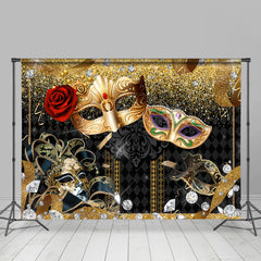Lofaris Gold Retro Mask Diamonds Masquerade Dance Backdrop