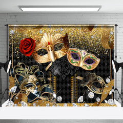 Lofaris Gold Retro Mask Diamonds Masquerade Dance Backdrop