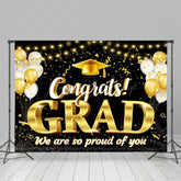 Lofaris Gold Ribbon Light Bokeh Balloon Graduation Backdrop
