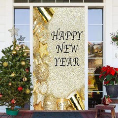 Lofaris Gold Sand Ribbon Ball Happy New Year Door Cover