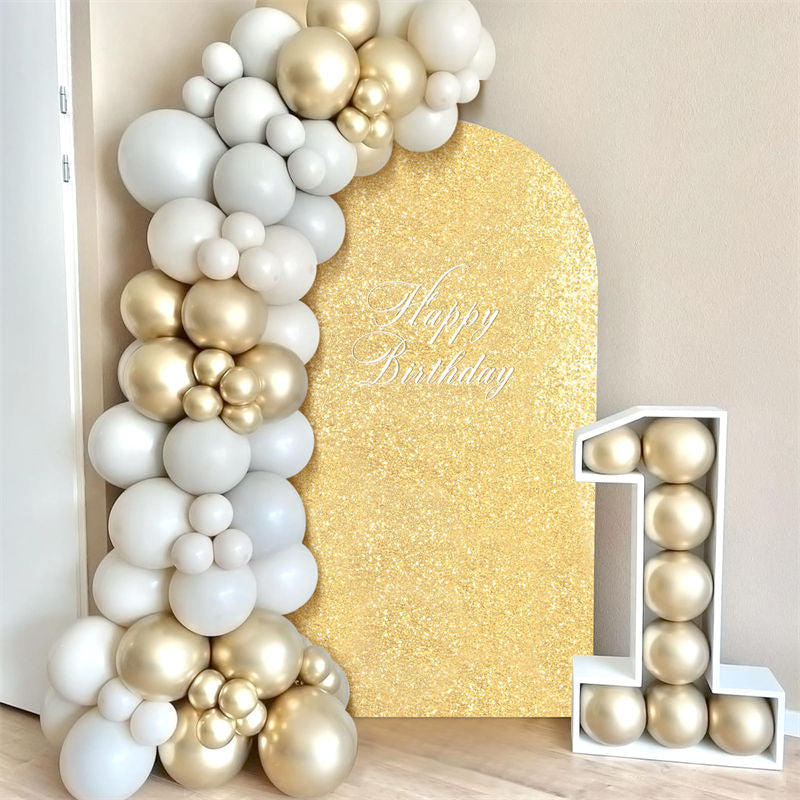 Lofaris Gold Sequin Fitted Arch Backdrop Cover for Wedding Decor