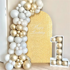 Lofaris Gold Sequin Fitted Arch Backdrop Cover for Wedding Decor
